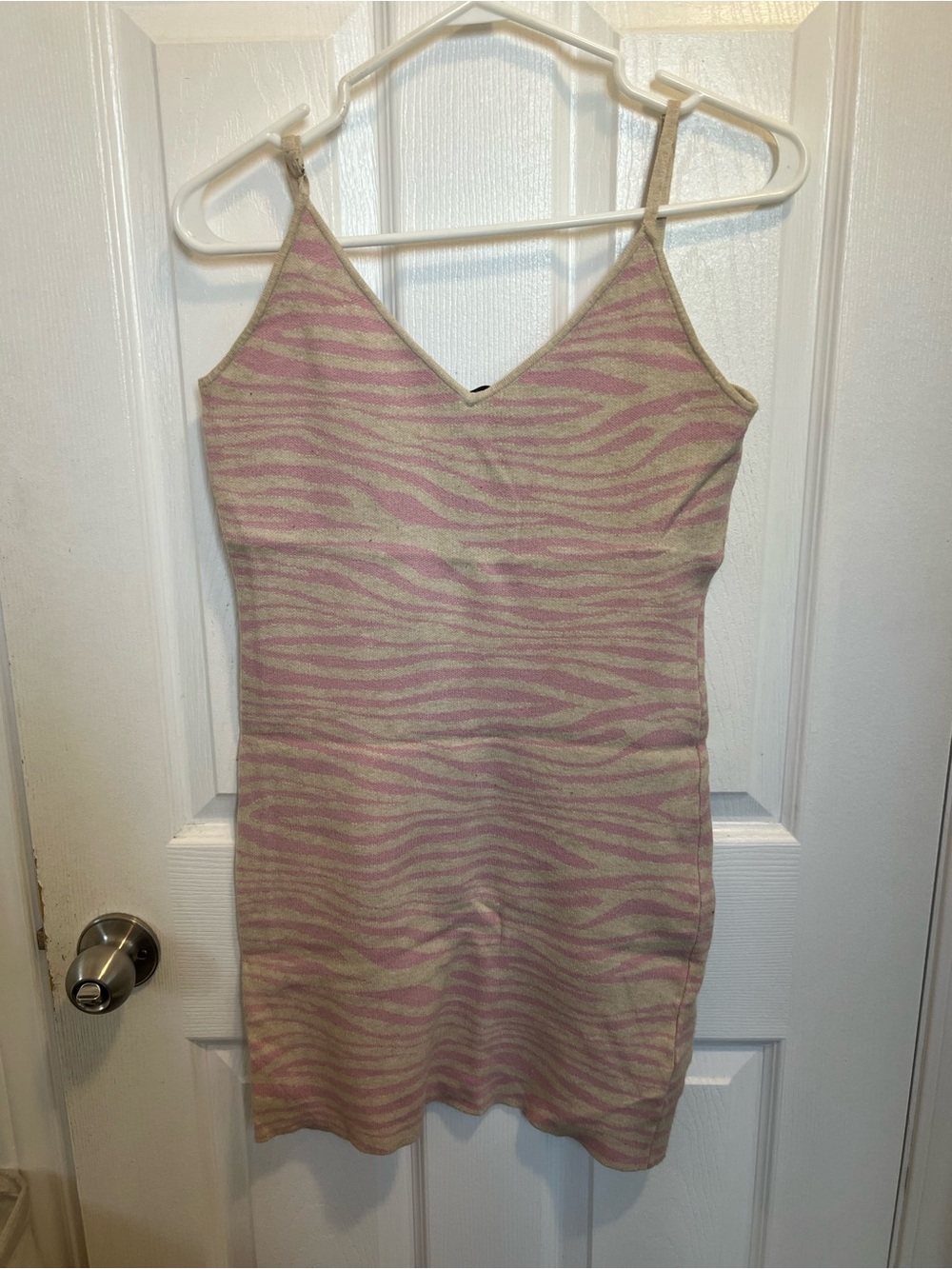 Pink Zebra Print Knit Cami Bodycon Mini Dress | Women’s Medium